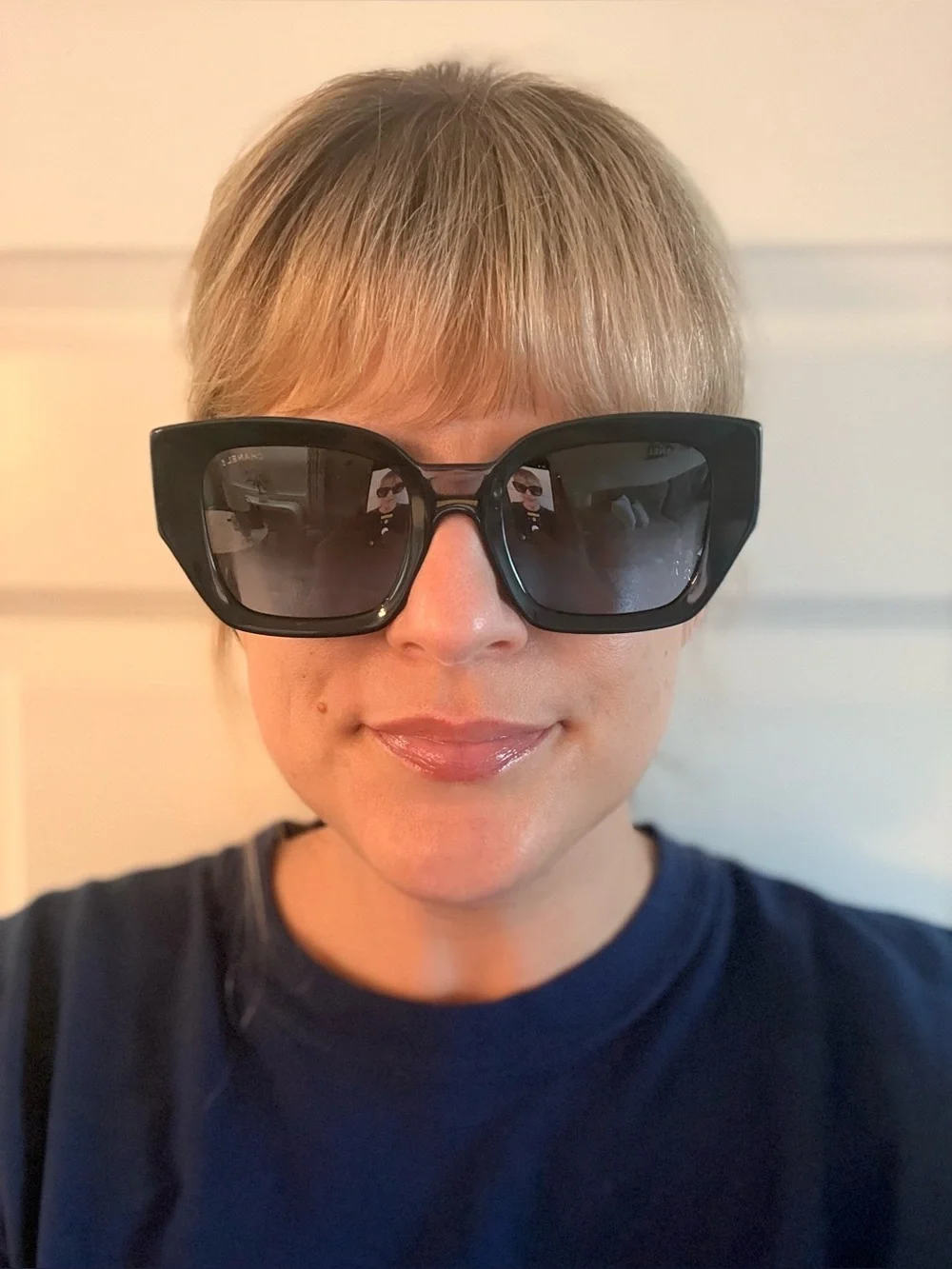CHANEL Large Navy Blue Cat Eye Sunglasses